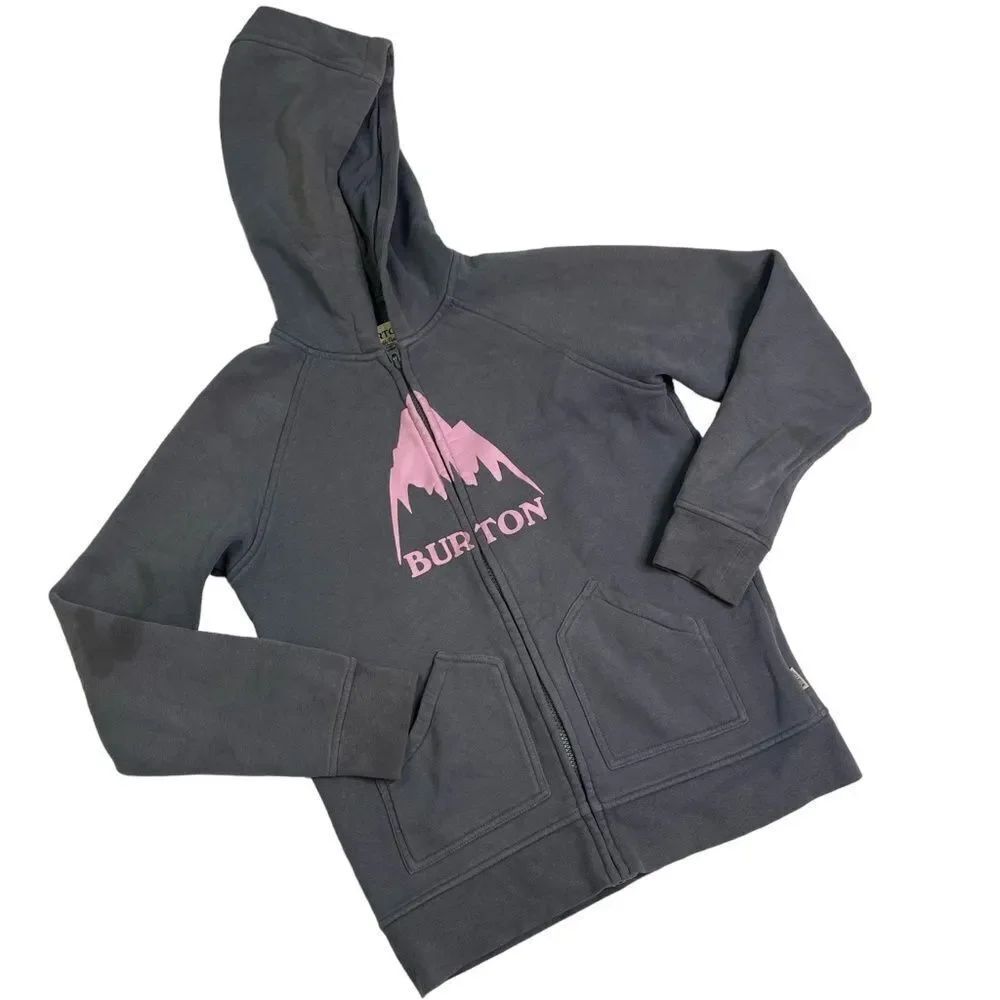 Vintage Burton Graphic Zip Up Grey Hoodie